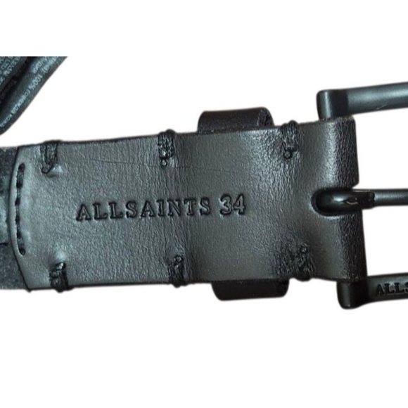 AllSaints Size 34 Gunmetal Leather Belt men - Picture 4 of 7